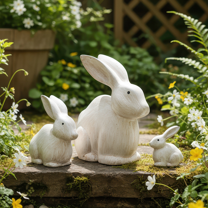 Art Craft Rabbit - Famille d'animaux nordiques en bois de