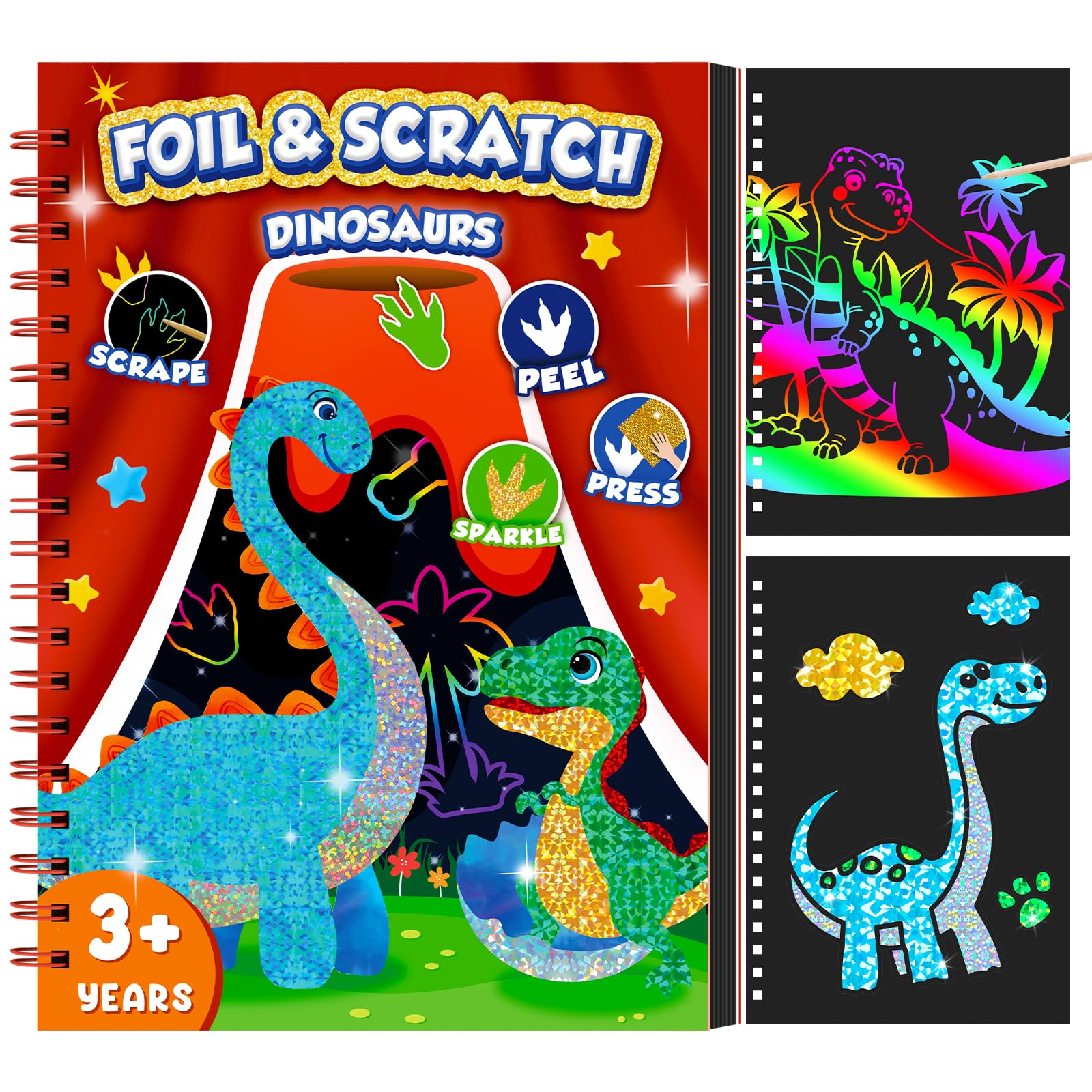 Art Craft Book - Livre d'art à gratter dinosaure pour