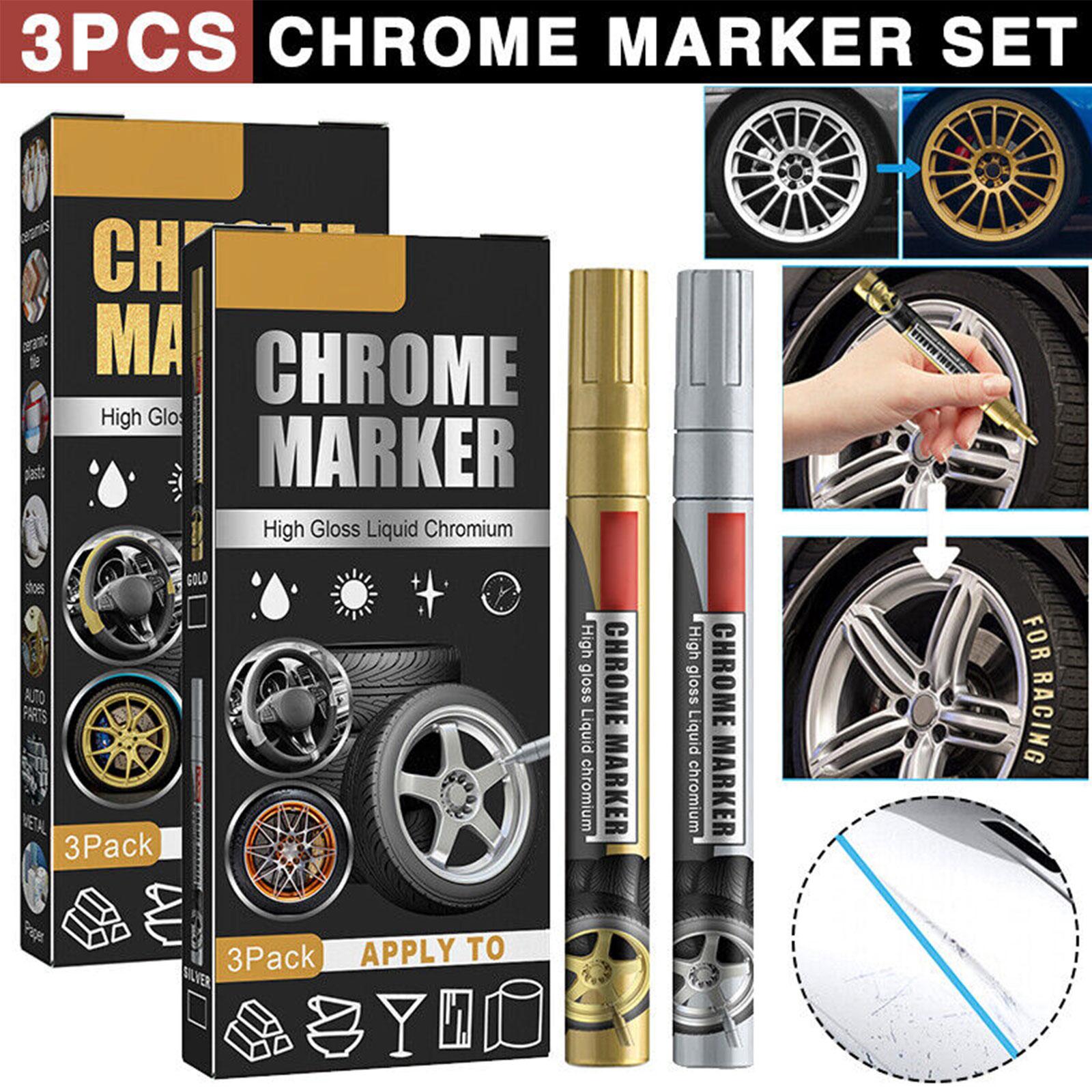 Illustration Marker Set - 3 pièces/ensemble stylo marqueur chromé voiture