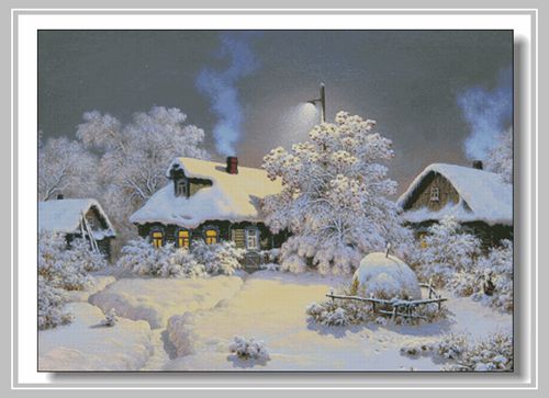 Art Craft Village - Village d'hiver broderie cabine enneigée paysage