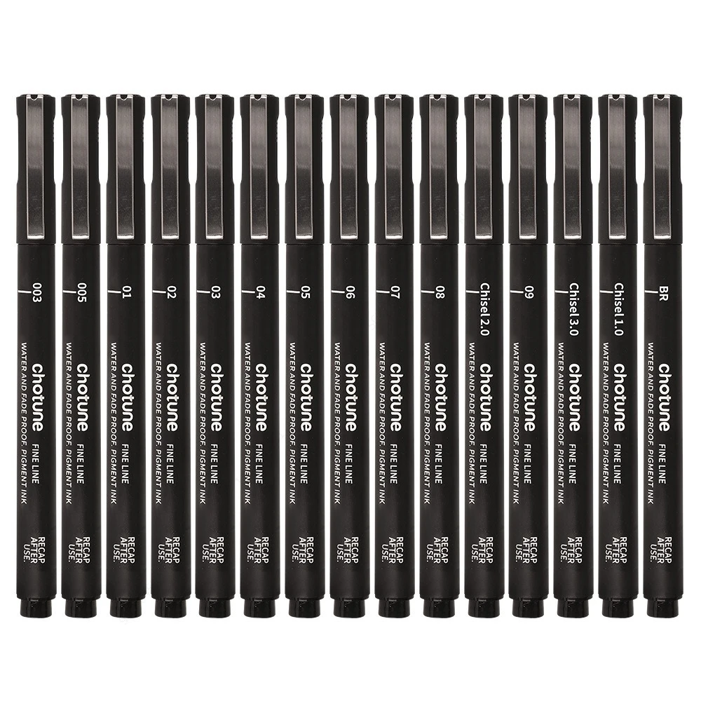 Micro stylos noirs, 15 tailles - Illustration Marker Set avis et prix